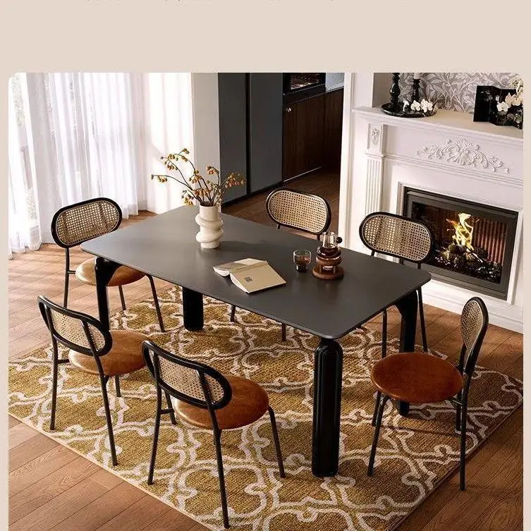Black slate solid wood dining table and chair combination household rectangular dining table
Black slate solid wood dining table and chair combination household rectangular dining table