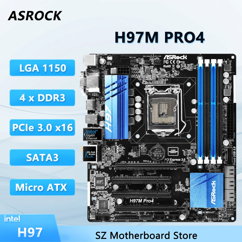 Материнская плата ASROCK H97M PRO4 H97 LGA 1150 с поддержкой Xeon E3-1231/1241 v3 i5-4690K i3-4170 Процессор PCIe 3.0 x16 4xDDR3 DVI-D Micro ATX
Материнская плата ASROCK H97M PRO4 H97 LGA 1150 с поддержкой Xeon E3-1231/1241 v3 i5-4690K i3-4170 Процессор PCIe 3.0 x16 4xDDR3 DVI-D Micro ATX