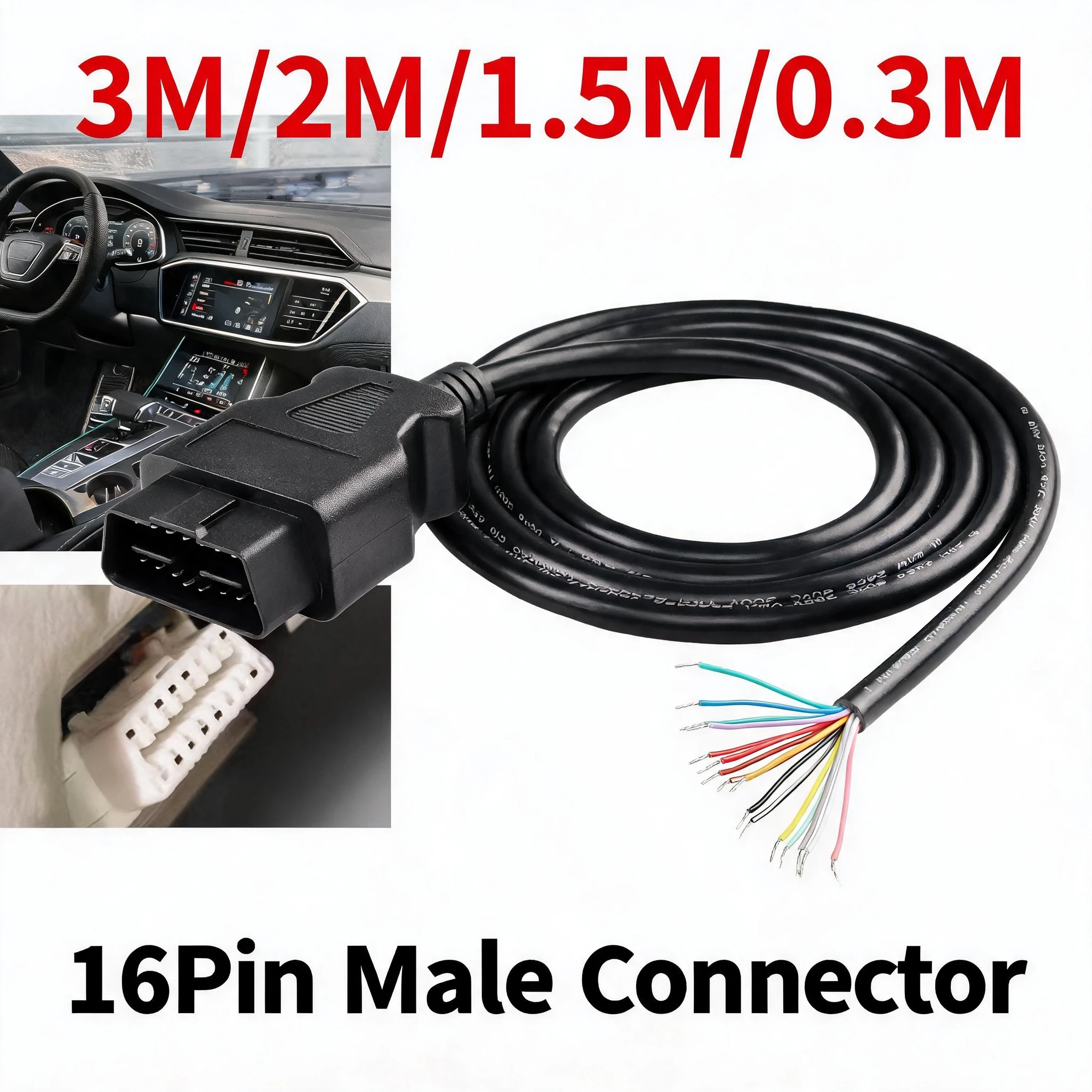 3/2/1.5/0.3 Meters OBD2 OBD II Car Extension Cable Connectors 16PIN Male To Female Connector For Auto ELM327 Connector Interface
3/2/1.5/0.3 Meters OBD2 OBD II Car Extension Cable Connectors 16PIN Male To Female Connector For Auto ELM327 Connector Interface