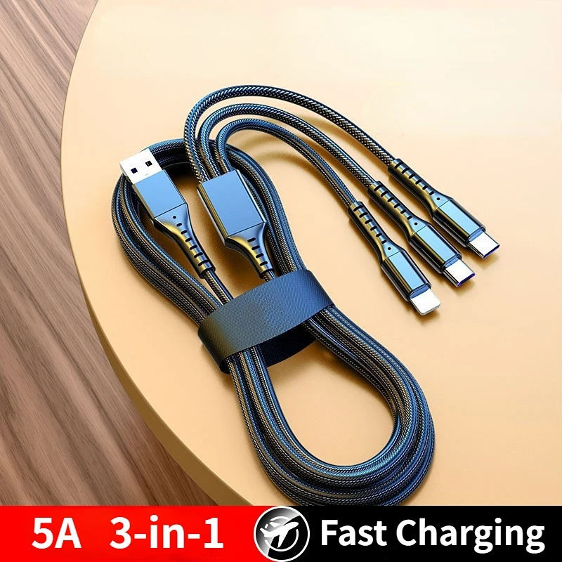 5A 3-in-1 Fast Charging Cables for Android Type-C/Micro USB Data Cables Mobile Phone Accessories
5A 3-in-1 Fast Charging Cables for Android Type-C/Micro USB Data Cables Mobile Phone Accessories