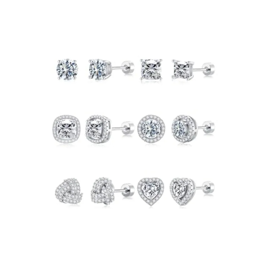 M MOOHAM 6 Pairs Hypoallergenic Flat Back Stud Earrings Set for Women - 14k Gold Plated Silver Studs CZ Earrings for Women Men
M MOOHAM 6 Pairs Hypoallergenic Flat Back Stud Earrings Set for Women - 14k Gold Plated Silver Studs CZ Earrings for Women Men