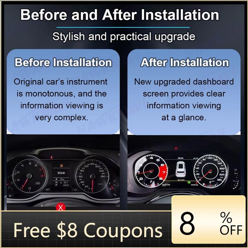 New 10.25\" LCD Digital Dashboard Speedometer Gauge Panel for A4 2013-2016 Linux Car Instrument Cluster for Auto Meter
New 10.25\" LCD Digital Dashboard Speedometer Gauge Panel for A4 2013-2016 Linux Car Instrument Cluster for Auto Meter