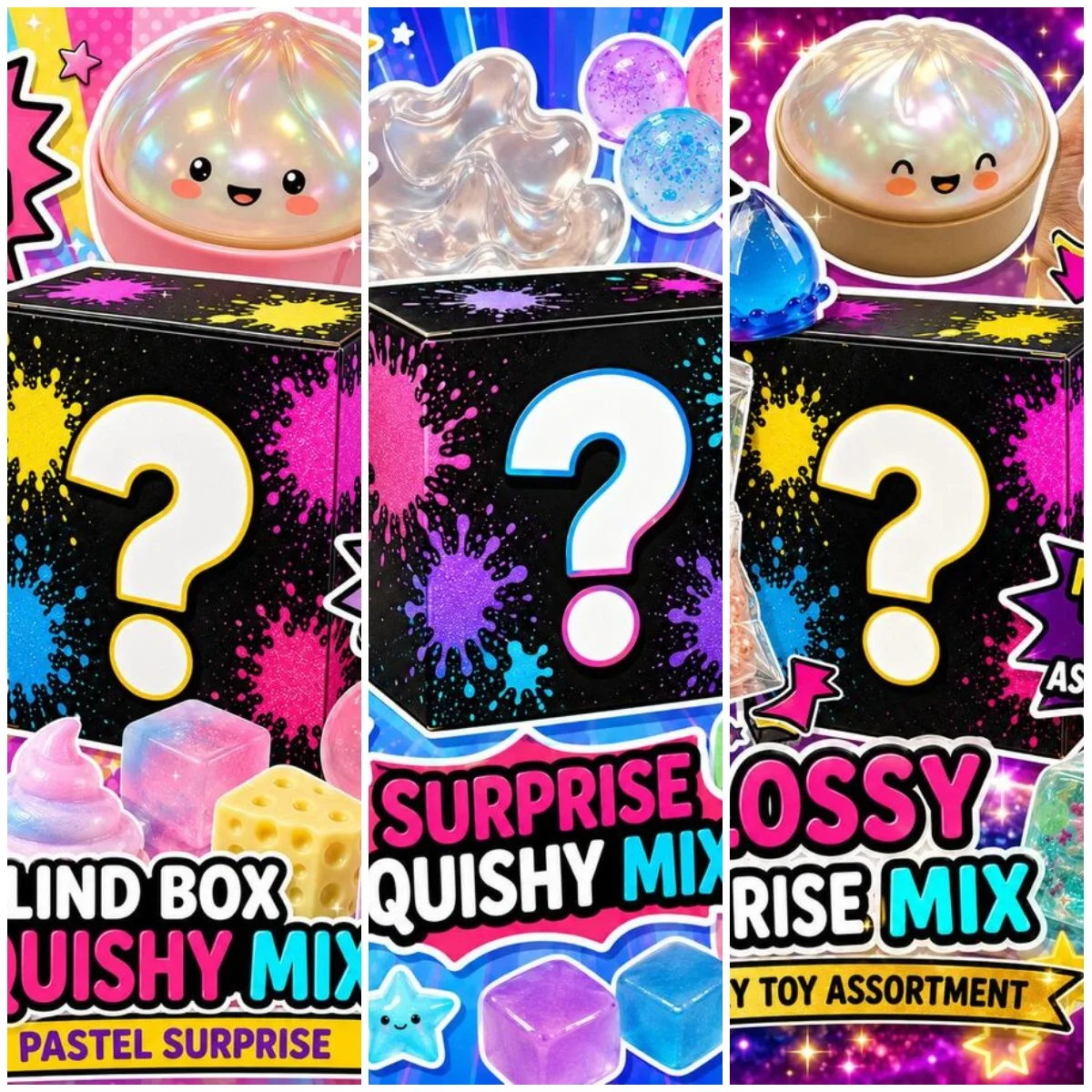 100pcs Random Style Blind Box Squishy Toy Mix, Assorted Squeeze Figures With Cheese Cube, Fruit Shape, Soft Bun, Jelly Look, Pas
100pcs Random Style Blind Box Squishy Toy Mix, Assorted Squeeze Figures With Cheese Cube, Fruit Shape, Soft Bun, Jelly Look, Pas