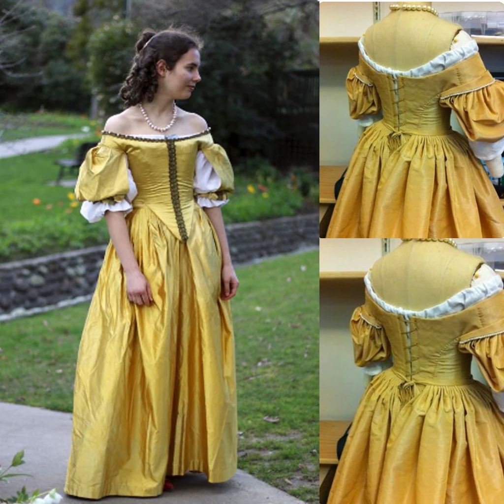 17th century Dress Gowns Medieval Renaissance Yellow/Green Ball Gown Off Shoulder Bridal Gown Women's Halloween Costume
17th century Dress Gowns Medieval Renaissance Yellow/Green Ball Gown Off Shoulder Bridal Gown Women's Halloween Costume