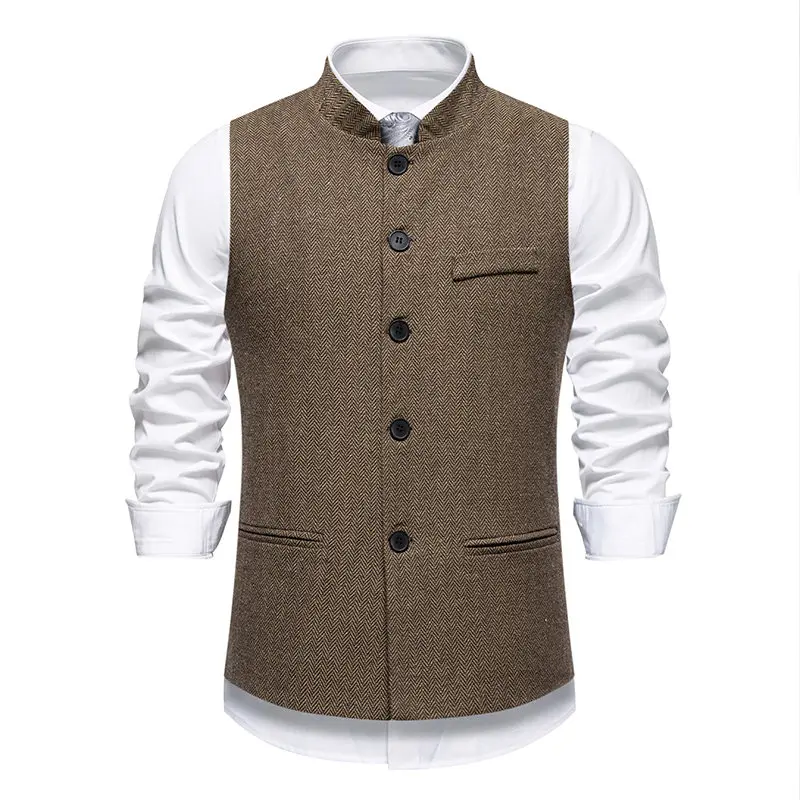 Autumn British Style Retro Vest For Men Fashion Stand Collar Herringbone Coarse Tweed Suit Vest Waistcoat Vintage Gentleman
Autumn British Style Retro Vest For Men Fashion Stand Collar Herringbone Coarse Tweed Suit Vest Waistcoat Vintage Gentleman
