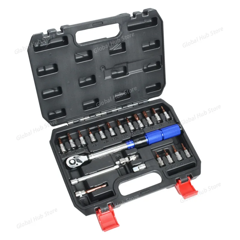 Torque Wrench Set - 1/4" Drive High Precision 21-Piece Torque Tool Kit for Bicycle Repair
Torque Wrench Set - 1/4" Drive High Precision 21-Piece Torque Tool Kit for Bicycle Repair