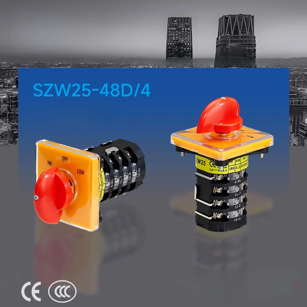 48x48 3P4S Rotary Switch SZW25 48D/4 for HI OFF LOW Velocity Control AC15 DC13 Use Category Flame Retardant Housing
48x48 3P4S Rotary Switch SZW25 48D/4 for HI OFF LOW Velocity Control AC15 DC13 Use Category Flame Retardant Housing