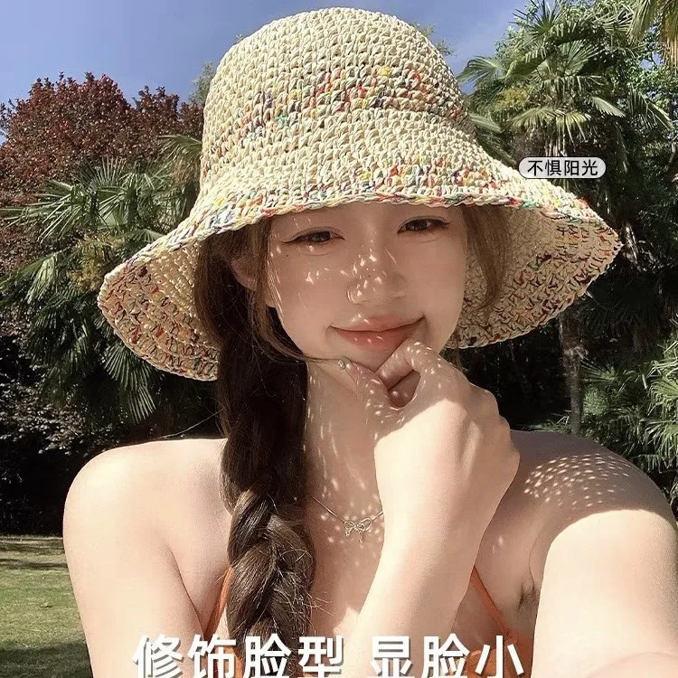 Летний полый солнцезащитный козырек, дышащая пляжная цветная соломенная шляпа для отдыха на море, с широкими полями, плетеная рыбацкая соломенная шляпа для женщин
Летний полый солнцезащитный козырек, дышащая пляжная цветная соломенная шляпа для отдыха на море, с широкими полями, плетеная рыбацкая соломенная шляпа для женщин