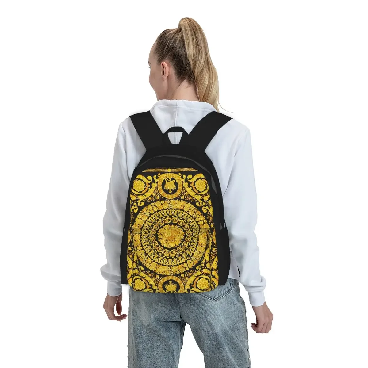 Decorative Golden Medallion Baroque Backpack Boys Girls BookBag Kids School Bag Laptop Shoulder Bags for Men Women
Decorative Golden Medallion Baroque Backpack Boys Girls BookBag Kids School Bag Laptop Shoulder Bags for Men Women