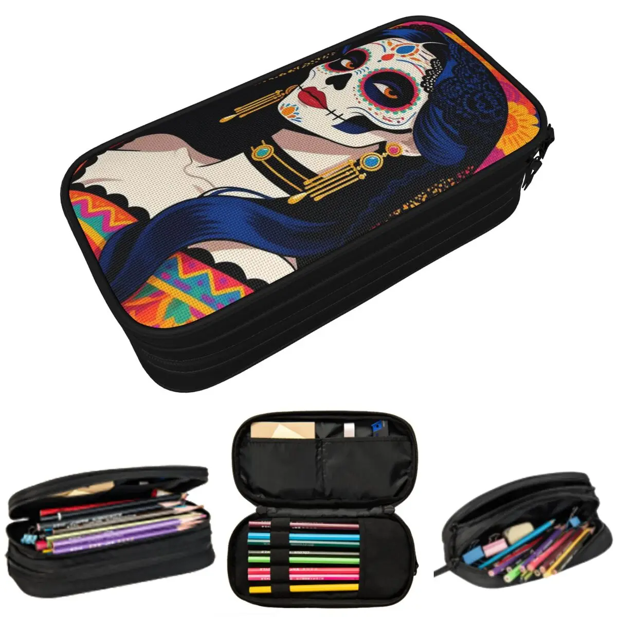 Мексиканский пенал с изображением сахарной черепа Катрины ко Дню мертвых для детей, школьный пенал, сумка для ручек, канцелярские принадлежности, сумка-держатель для ручек
Мексиканский пенал с изображением сахарной черепа Катрины ко Дню мертвых для детей, школьный пенал, сумка для ручек, канцелярские принадлежности, сумка-держатель для ручек