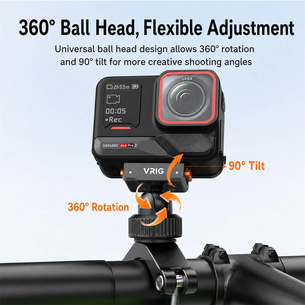 VRIG Magnetic Quick Release Bike Mount for Insta360 Acepro2/Acepro/Ace/X5/GoPro Camera Metal Handlebar Clamp with 360 Ball head
VRIG Magnetic Quick Release Bike Mount for Insta360 Acepro2/Acepro/Ace/X5/GoPro Camera Metal Handlebar Clamp with 360 Ball head