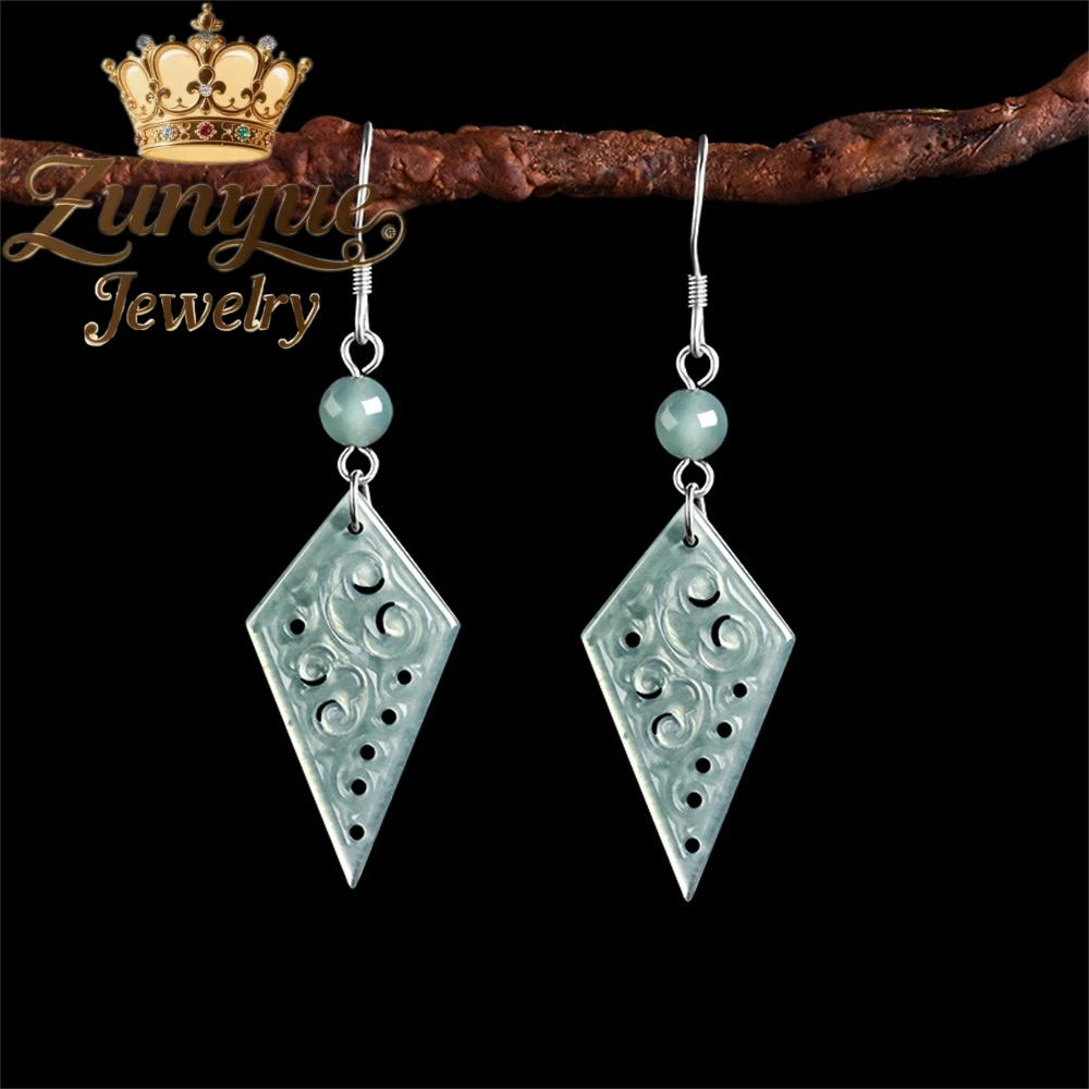 Natural A-Grade Jadeite Blue Water Ancient-Style Hollowed-Out Antique Patterns925 Silver Inlaid Ice-Type Jade Earrings For Women
Natural A-Grade Jadeite Blue Water Ancient-Style Hollowed-Out Antique Patterns925 Silver Inlaid Ice-Type Jade Earrings For Women