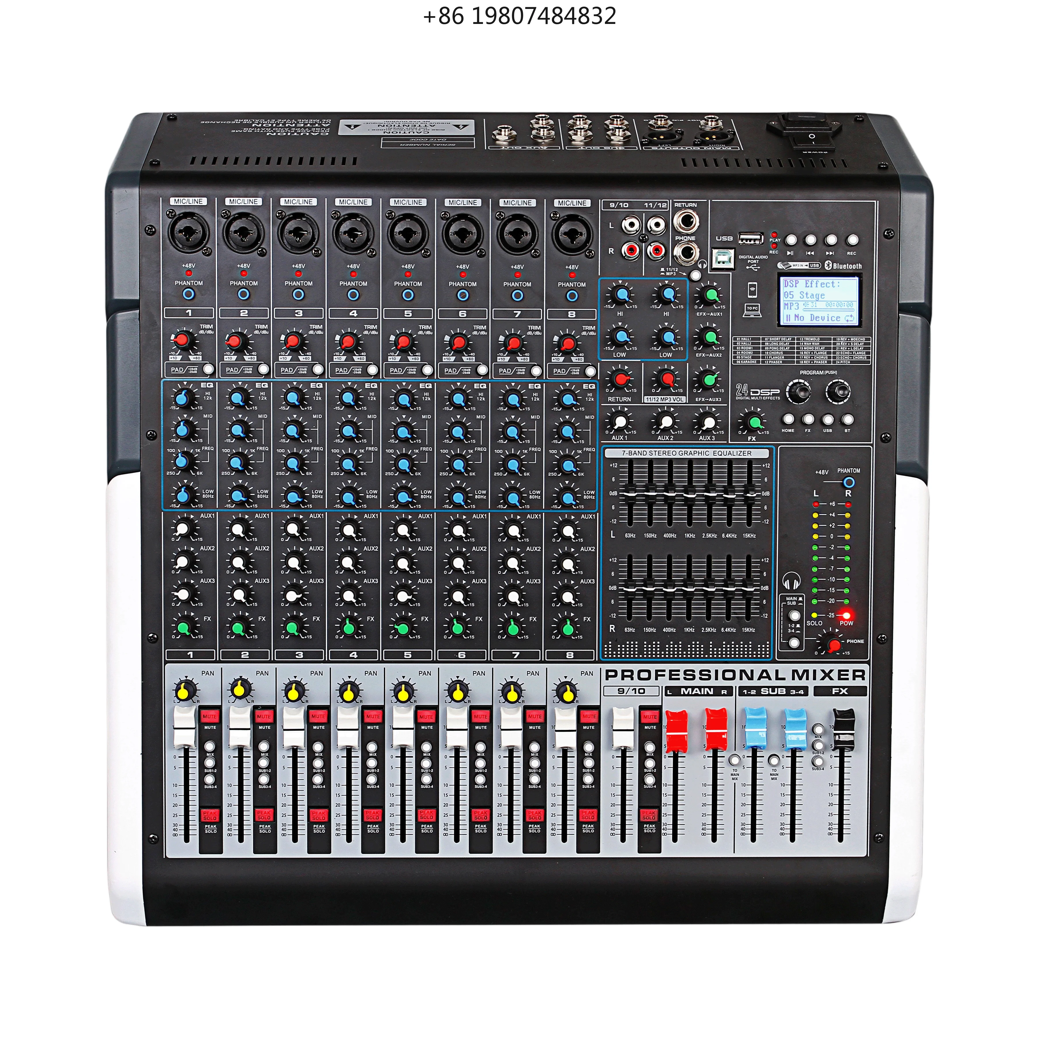 Construction with 24 DSP Double 7-Segment Equalizer Professional 8/12/20-Channel Stage DJ Audio Mixer BT Enabled Metal
Construction with 24 DSP Double 7-Segment Equalizer Professional 8/12/20-Channel Stage DJ Audio Mixer BT Enabled Metal