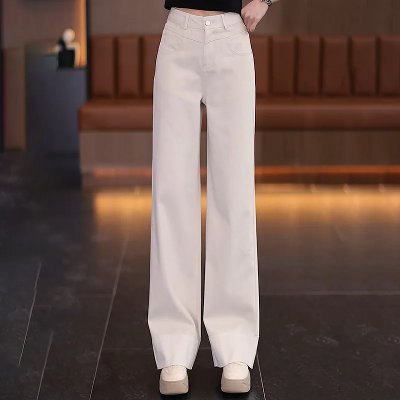 Модные облегающие джинсовые прямые брюки для женщин, весенне-осенние утягивающие брюки с высокой талией светлого цвета, универсальные миниатюрные широкие брюки
Модные облегающие джинсовые прямые брюки для женщин, весенне-осенние утягивающие брюки с высокой талией светлого цвета, универсальные миниатюрные широкие брюки