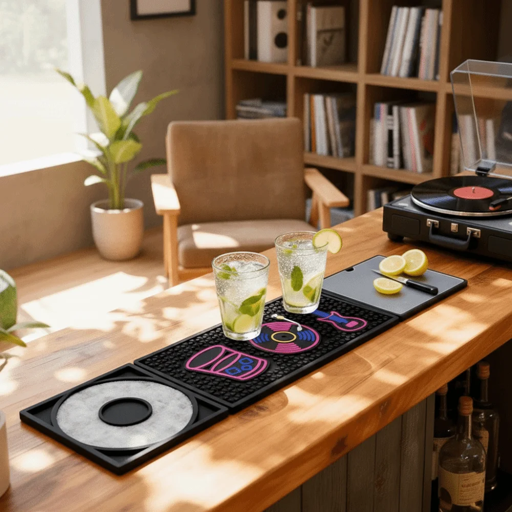 Decorative Non-Slip Rubber Bar Mat Folding Thickened Glass Cup Drying Mat Heat-Insulating Soft Countertop Spill Mat Camping
Decorative Non-Slip Rubber Bar Mat Folding Thickened Glass Cup Drying Mat Heat-Insulating Soft Countertop Spill Mat Camping