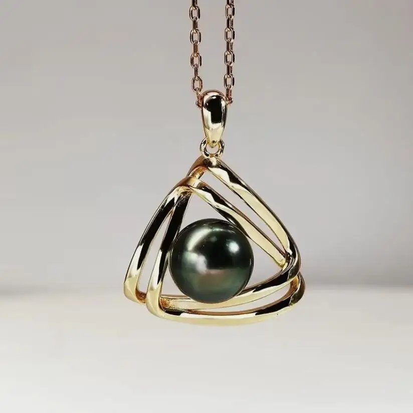 stunning 9-10mm tahitian roud black green pearl pendant 925s 
stunning 9-10mm tahitian roud black green pearl pendant 925s