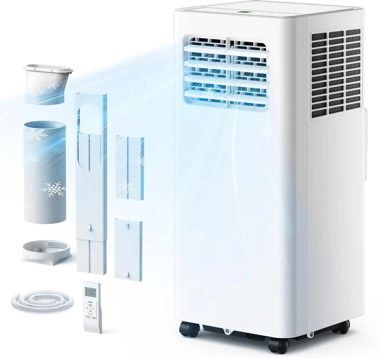 10000 BTU 4-in-1 Portable Air Conditioner, Cools up to 450 Sq.Ft., with Cool, Fan, Dehumidifier, Sleep Modes, LED Remote, 24H Timer & Installation Kit
10000 BTU 4-in-1 Portable Air Conditioner, Cools up to 450 Sq.Ft., with Cool, Fan, Dehumidifier, Sleep Modes, LED Remote, 24H Timer & Installation Kit