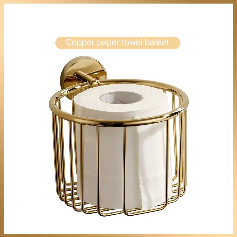 All copper gold light luxury paper basket toilet tissue holder perforation-free toilet roll paper storage rack wall hanging pape
All copper gold light luxury paper basket toilet tissue holder perforation-free toilet roll paper storage rack wall hanging pape