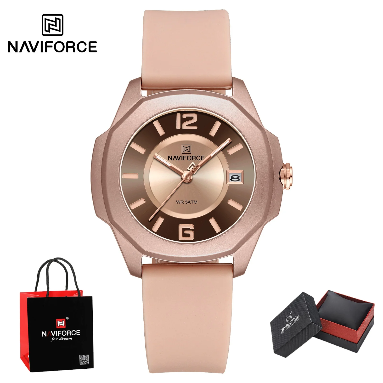 NAVIFORCE новые часы женские роскошные кварцевые часы женские простые стильные наручные часы с силиконовым ремешком часы с дисплеем даты посылка подарки 
NAVIFORCE новые часы женские роскошные кварцевые часы женские простые стильные наручные часы с силиконовым ремешком часы с дисплеем даты посылка подарки