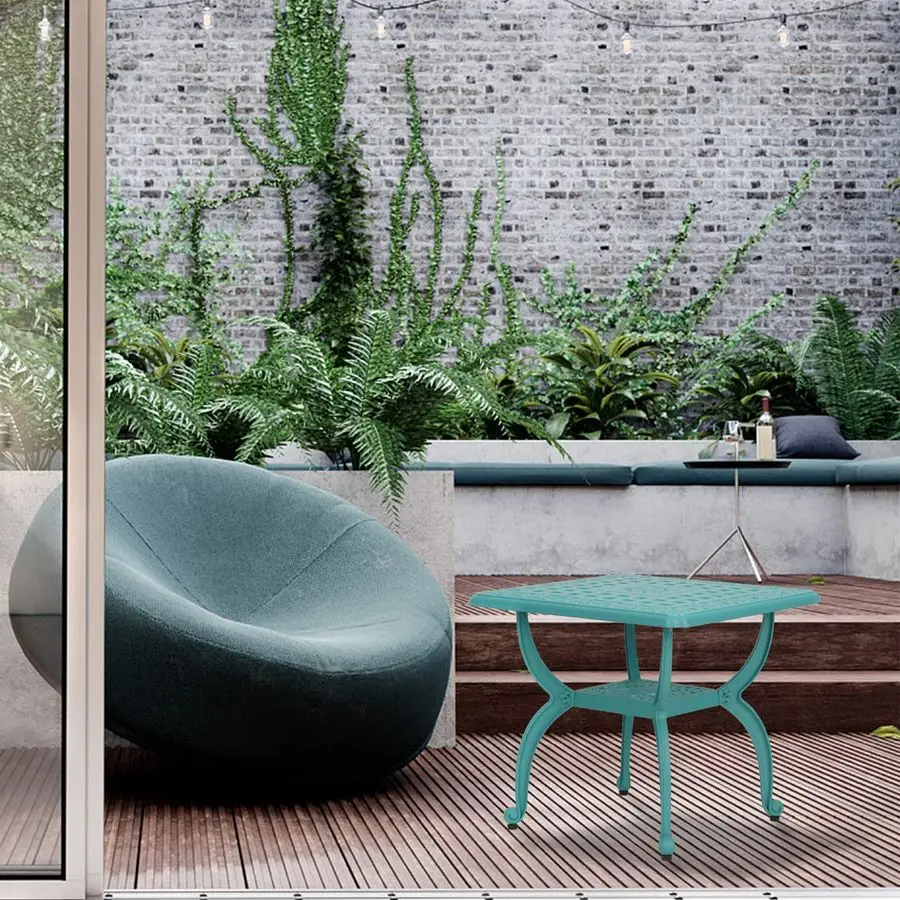 Cast Aluminum Outdoor Side Table,AntiRust Outdoor End Table,Patio Coffee Bistro Table for Indoor,Garden,Porch,BalconySquare Blue
Cast Aluminum Outdoor Side Table,AntiRust Outdoor End Table,Patio Coffee Bistro Table for Indoor,Garden,Porch,BalconySquare Blue