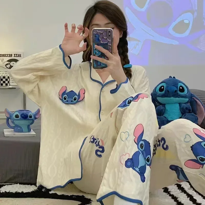 Disney Mickey Mouse Pajamas New Stitch sleepwear girl Spring and Autumn Cardigan Thin Long Sleeve Pants Loose Princess Home Suit
Disney Mickey Mouse Pajamas New Stitch sleepwear girl Spring and Autumn Cardigan Thin Long Sleeve Pants Loose Princess Home Suit