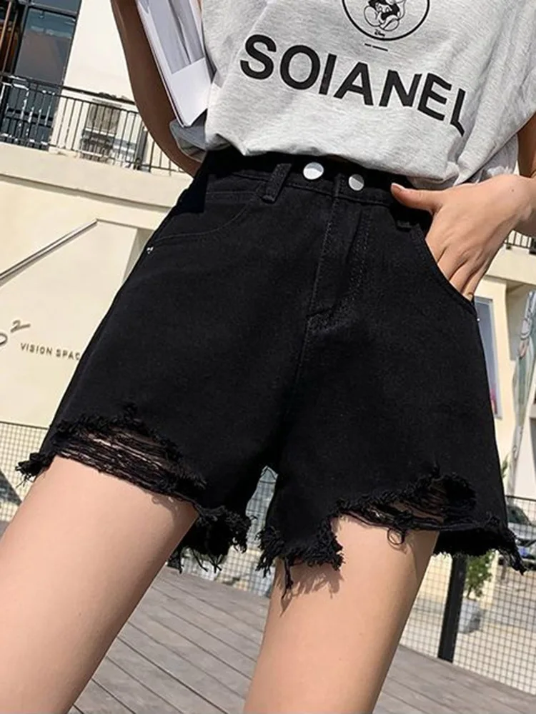 Summer Fringed High Waist Thin Loose Ripped Shorts Lady High Street A Line Hot Pants Girls White Black Wide Leg Hole Short Jeans
Summer Fringed High Waist Thin Loose Ripped Shorts Lady High Street A Line Hot Pants Girls White Black Wide Leg Hole Short Jeans