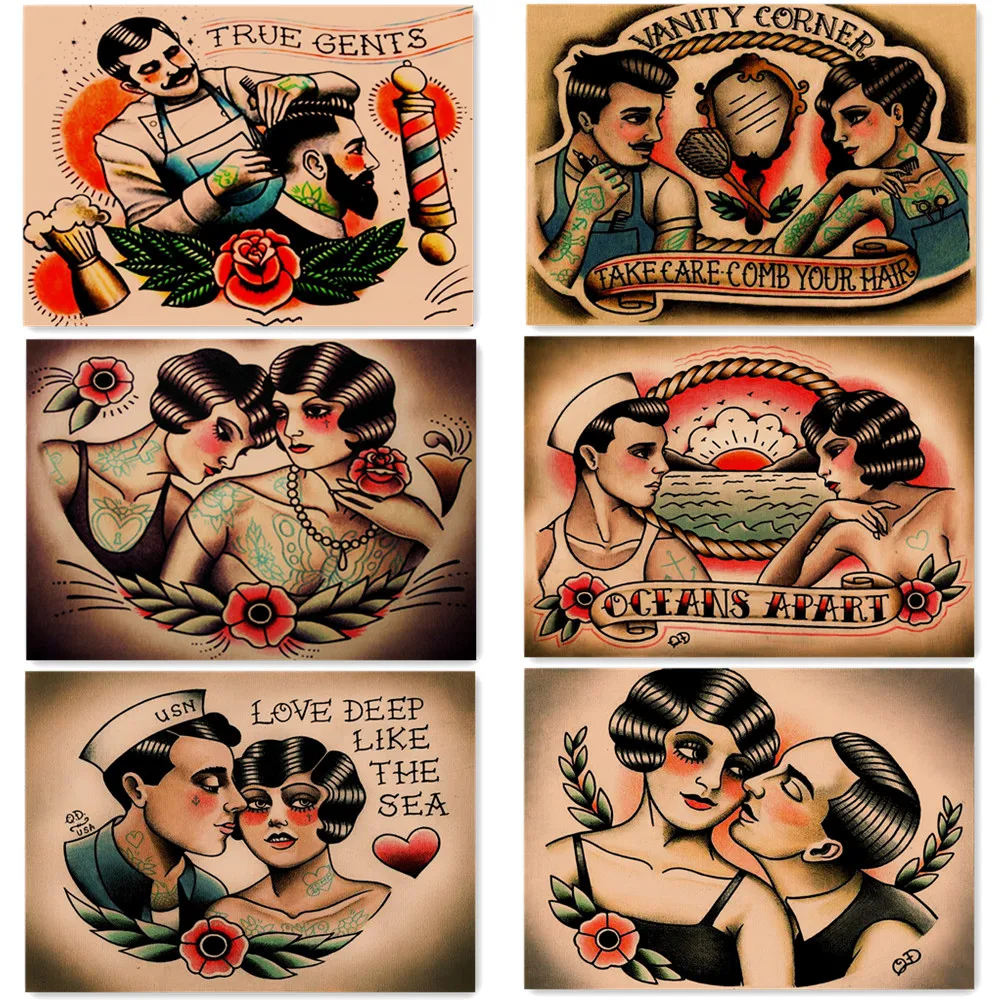 6 PCS Tattoo Art Poster Artwork for Tattoo Enthusiasts - Vintage Kraft Paper Wall Art Painting Create a Bold Look for Your Home
6 PCS Tattoo Art Poster Artwork for Tattoo Enthusiasts - Vintage Kraft Paper Wall Art Painting Create a Bold Look for Your Home
