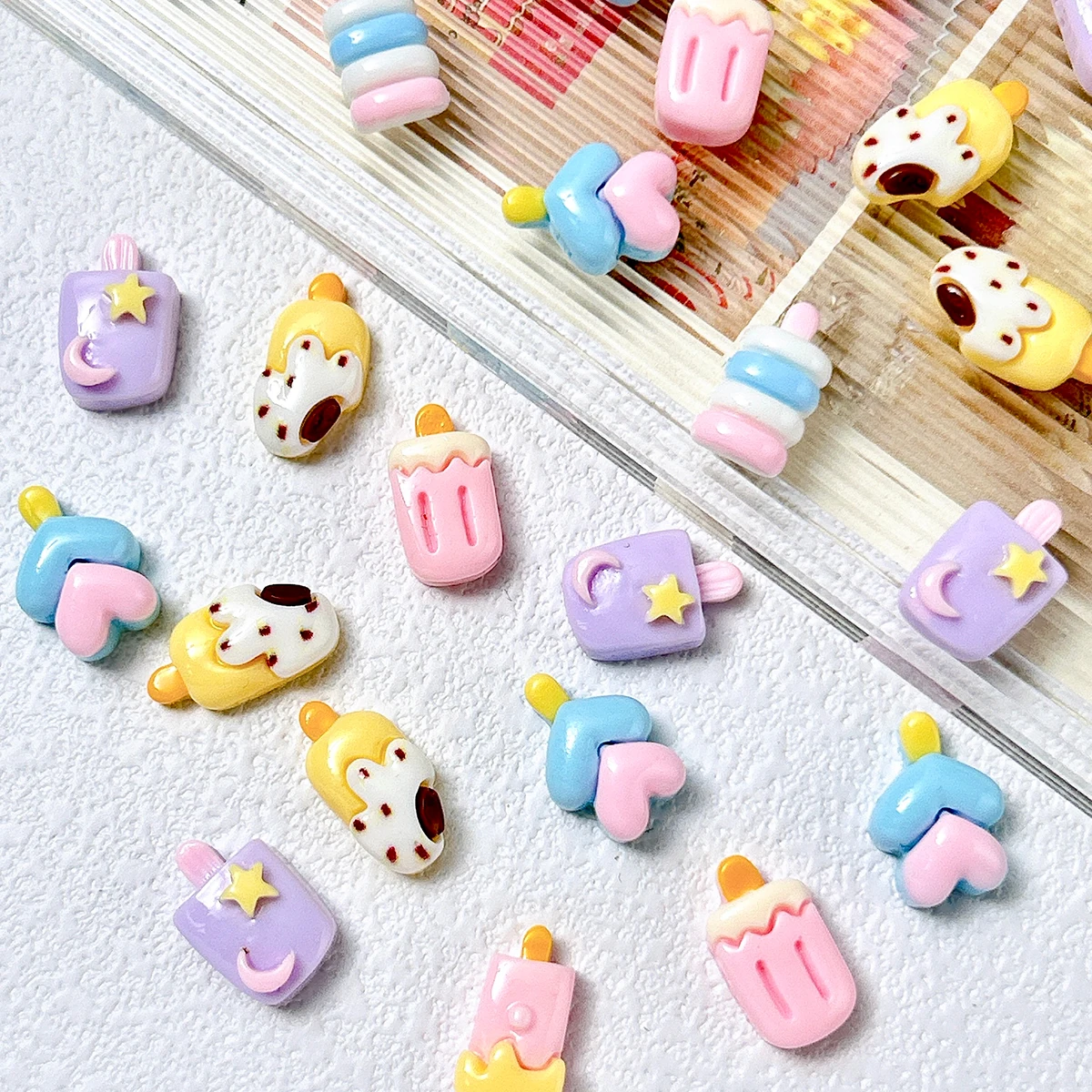 20PCS Cute Creative Popsicle Series Nail Art Accessories Colored Realistic Resin Ice Cream Nail Charms DIY Ice Cream Glue Nails
20PCS Cute Creative Popsicle Series Nail Art Accessories Colored Realistic Resin Ice Cream Nail Charms DIY Ice Cream Glue Nails