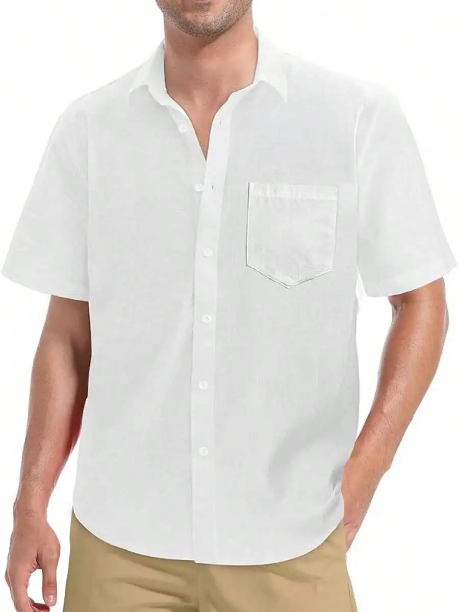 Mens Linen Short Sleeve Button Up Shirt Casual Summer Top
Mens Linen Short Sleeve Button Up Shirt Casual Summer Top