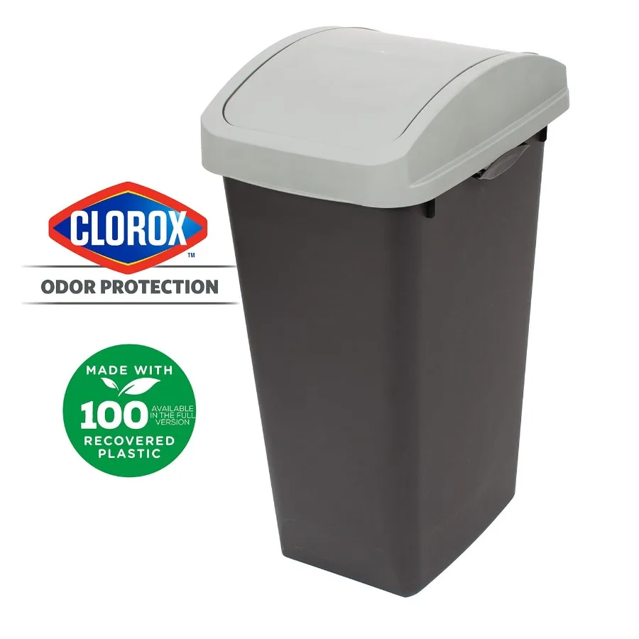 Kitchen Trash Can, 12 Gallon Plastic Garbage Bin with Swing Top Lid and Recycle Sticker, Grey
Kitchen Trash Can, 12 Gallon Plastic Garbage Bin with Swing Top Lid and Recycle Sticker, Grey
