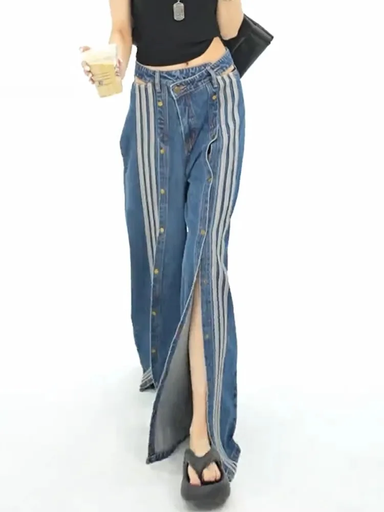 Celebrity style dance pants high slit jeans women's summer new style loose hollow wide leg pants exposed waist pants
Celebrity style dance pants high slit jeans women's summer new style loose hollow wide leg pants exposed waist pants