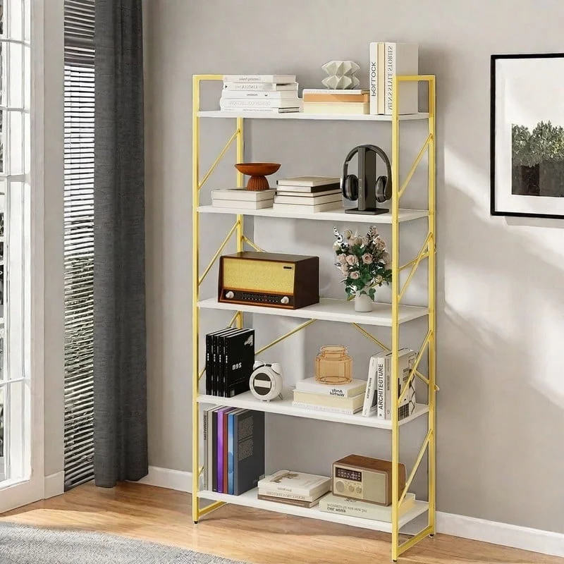 5-уровневый книжный шкаф с лестницей, золотая открытая книжная полка, современный органайзер для хранения, отдельно стоящий стеллаж для гостиной, спальни, домашнего офиса
5-уровневый книжный шкаф с лестницей, золотая открытая книжная полка, современный органайзер для хранения, отдельно стоящий стеллаж для гостиной, спальни, домашнего офиса
