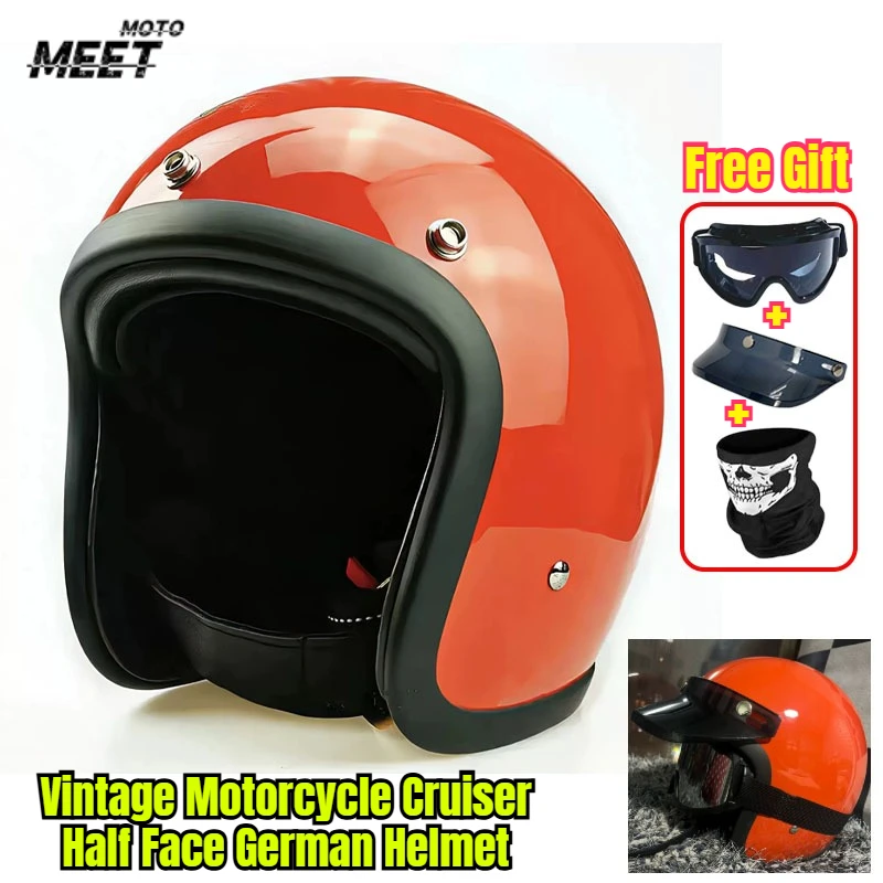 Casco De Motocicleta Vintage Cruise Motorcycle Half Helmet Lightweight Fiberglass Shell Open Face Motorbike Helmet All Seasons
Casco De Motocicleta Vintage Cruise Motorcycle Half Helmet Lightweight Fiberglass Shell Open Face Motorbike Helmet All Seasons