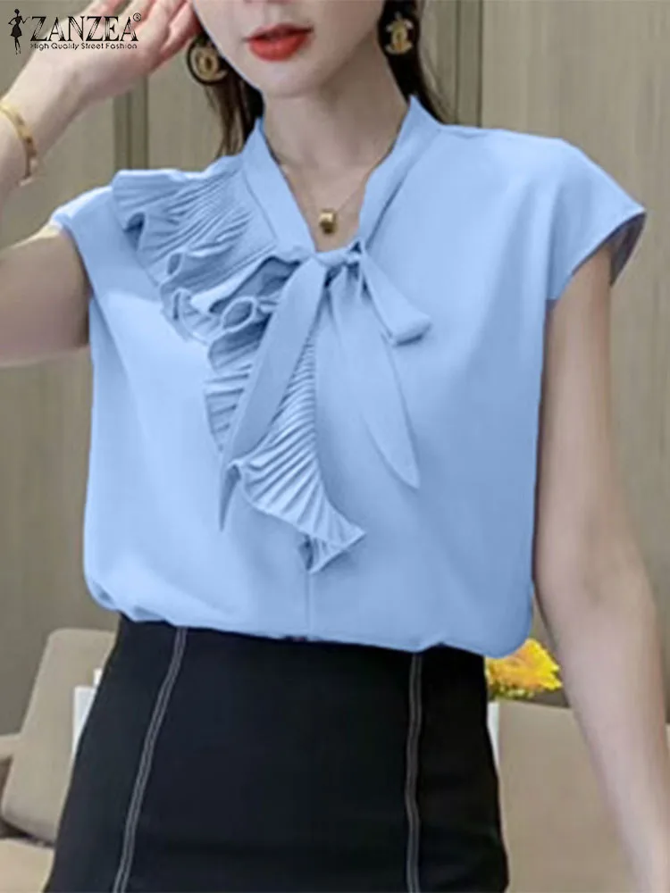 ZANZEA Office Lady Bandage V-Neck Blouse Holiday Solid Shirt Fashion Pleating Stitching Tops Casual Loose 2025 Summer Korean Top
ZANZEA Office Lady Bandage V-Neck Blouse Holiday Solid Shirt Fashion Pleating Stitching Tops Casual Loose 2025 Summer Korean Top