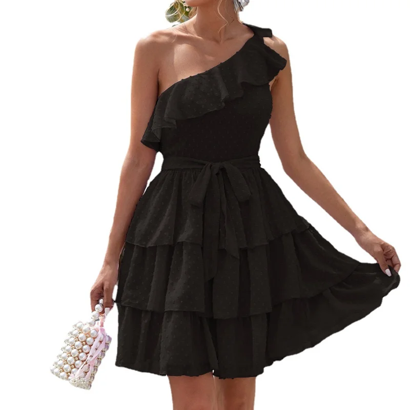Mini Dress Women Asymmetrical Hot One Shoulder Cake Dresses Sexy Slimming Waist-hugging Streetwear Solid Color
Mini Dress Women Asymmetrical Hot One Shoulder Cake Dresses Sexy Slimming Waist-hugging Streetwear Solid Color
