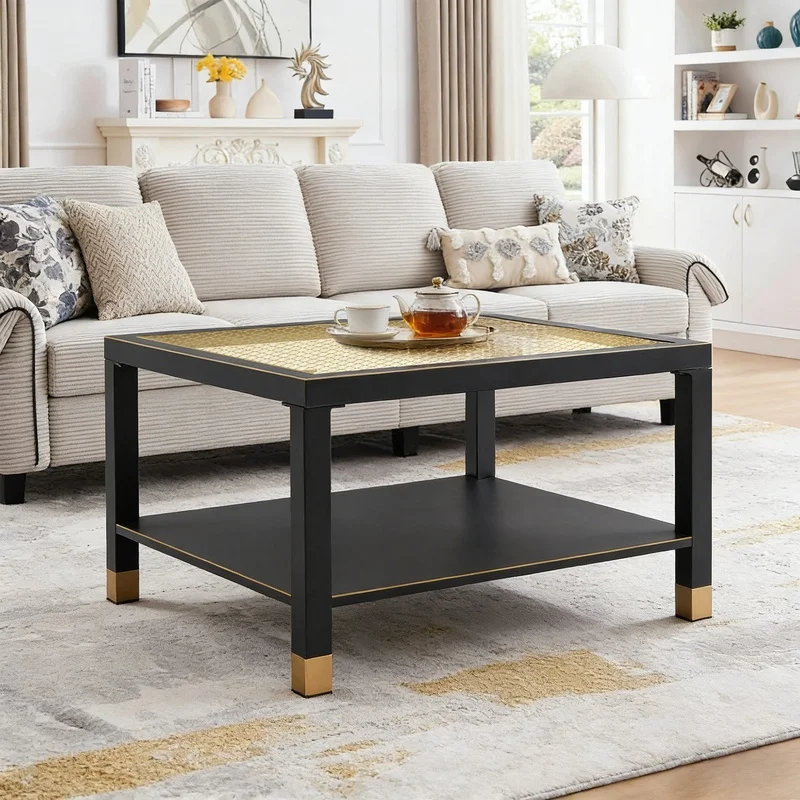 Industrial Square Coffee Table with Matte Black Steel Frame and Gold Mesh Glass Top
Industrial Square Coffee Table with Matte Black Steel Frame and Gold Mesh Glass Top