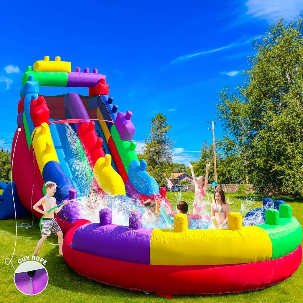 Inflatable Outdoor Water Slide,22.5x10.6x9.8FT Giant Water Slide with Splash Pool, Blower Included, Fast Setup, HeavyDuty Fabri
Inflatable Outdoor Water Slide,22.5x10.6x9.8FT Giant Water Slide with Splash Pool, Blower Included, Fast Setup, HeavyDuty Fabri