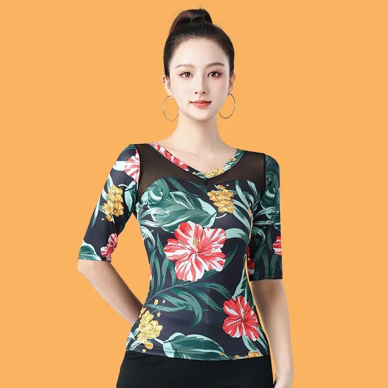 Modern Dance Women's Top Mesh Long Sleeve Adult New National Ballroom Latin Dance Training Top
Modern Dance Women's Top Mesh Long Sleeve Adult New National Ballroom Latin Dance Training Top