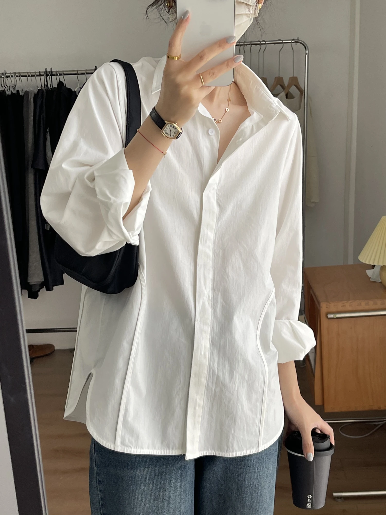 Heavyweight Cotton Long Sve irt Loose Fit Inner Wear White irt Faionable Splicing Design Commute Sle Pure Color
Heavyweight Cotton Long Sve irt Loose Fit Inner Wear White irt Faionable Splicing Design Commute Sle Pure Color