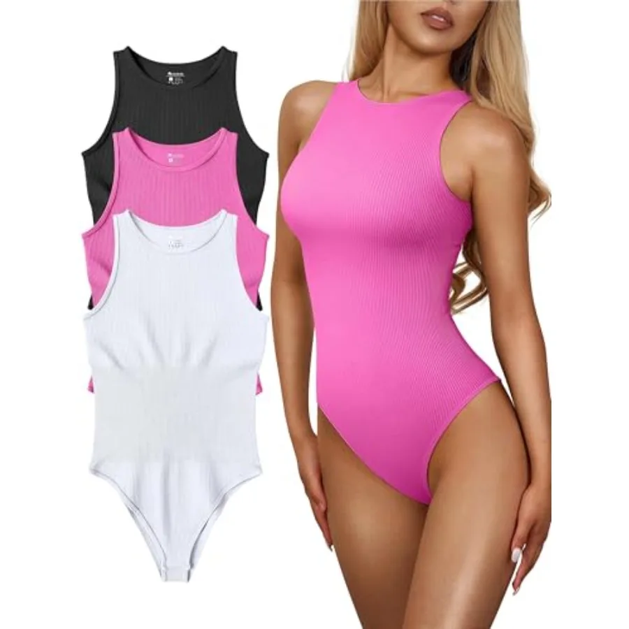 OQQ Women's 3 Pcs Bodysuits Sexy Ribbed One Pcs Sleeveless Halter Neck Tops Leotard Summer Trendy
OQQ Women's 3 Pcs Bodysuits Sexy Ribbed One Pcs Sleeveless Halter Neck Tops Leotard Summer Trendy