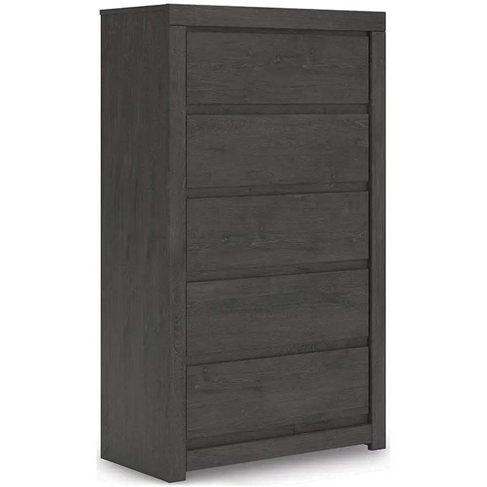 Contemporary Black 5 Der Chest, Engineered Wood with Decorative Laminate, Charcoal inish, Veal Design, Smooth-Gliding Ders, 31.7
Contemporary Black 5 Der Chest, Engineered Wood with Decorative Laminate, Charcoal inish, Veal Design, Smooth-Gliding Ders, 31.7