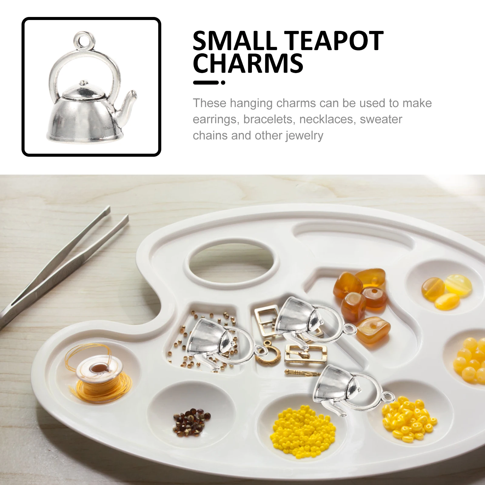 50 Pcs Small Teapot Pendant Beads Tiny Teacup Charms Themed Necklace Bulk Decoration Key Chain Jewelry
50 Pcs Small Teapot Pendant Beads Tiny Teacup Charms Themed Necklace Bulk Decoration Key Chain Jewelry