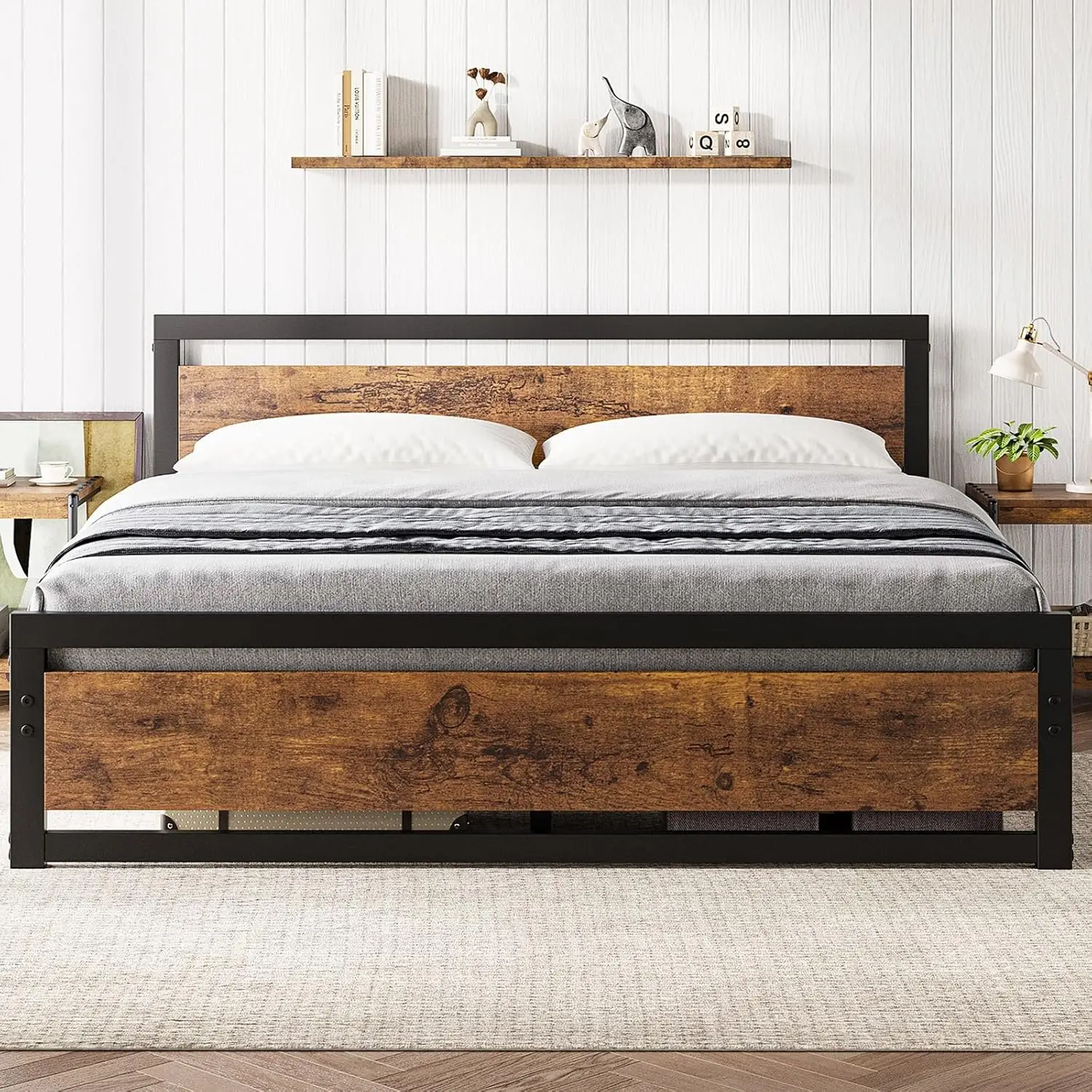 King Size Bed Frame, Industrial King Bed Platform with Headboard No Box Spring Needed, 14 Inch Easy Assemble King Mat
King Size Bed Frame, Industrial King Bed Platform with Headboard No Box Spring Needed, 14 Inch Easy Assemble King Mat