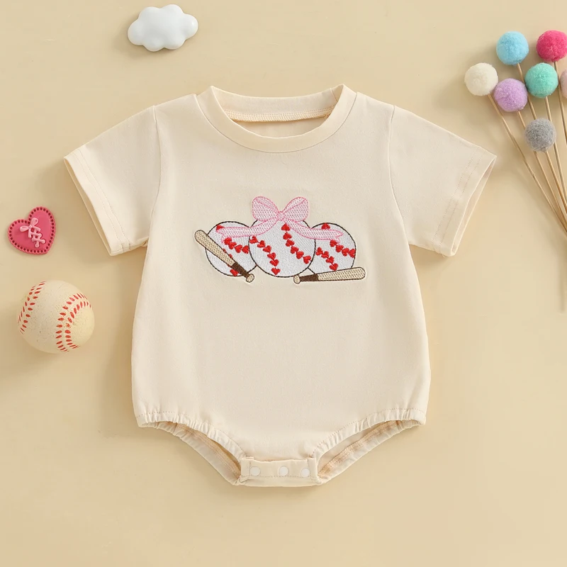 SUNSIOM 0-18 Months Baby Girl Romper Short Sleeve Round Neck Bow Baseball Embroidery Bodysuit for Summer
SUNSIOM 0-18 Months Baby Girl Romper Short Sleeve Round Neck Bow Baseball Embroidery Bodysuit for Summer