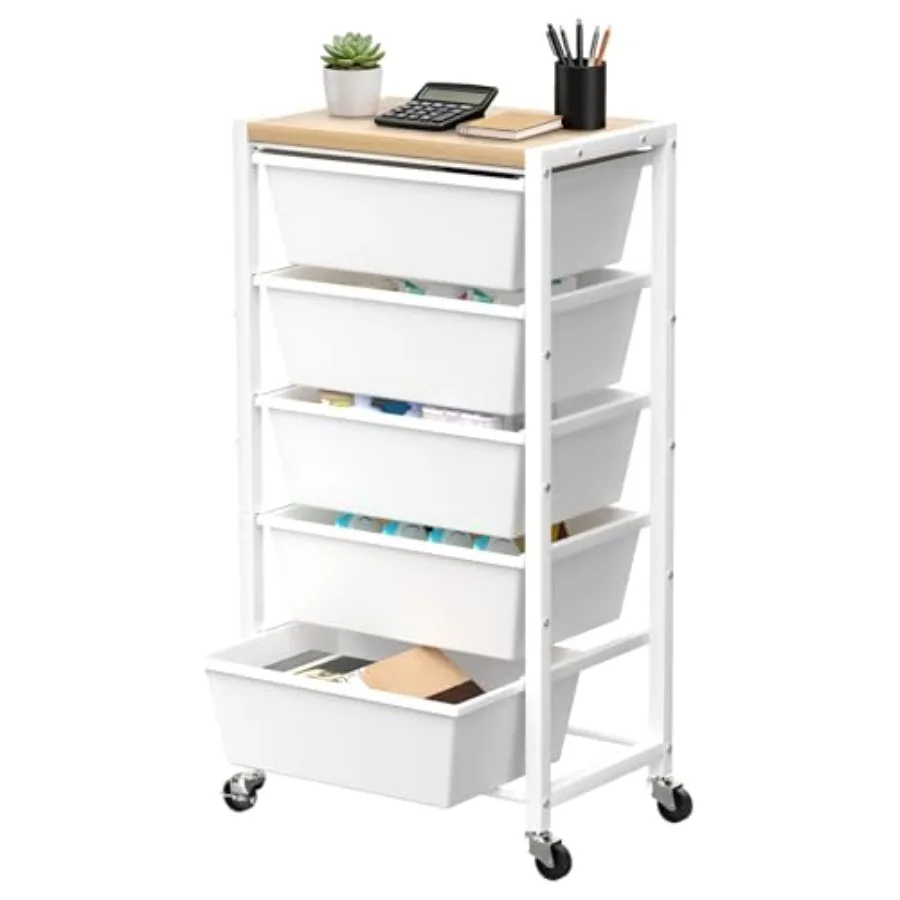 Rolling Cart with 5 Drawers, Plastic Drawer Storage Carts with Wheels and Wooden Tabletop, Metal Utility Cart for Office Bedroo
Rolling Cart with 5 Drawers, Plastic Drawer Storage Carts with Wheels and Wooden Tabletop, Metal Utility Cart for Office Bedroo