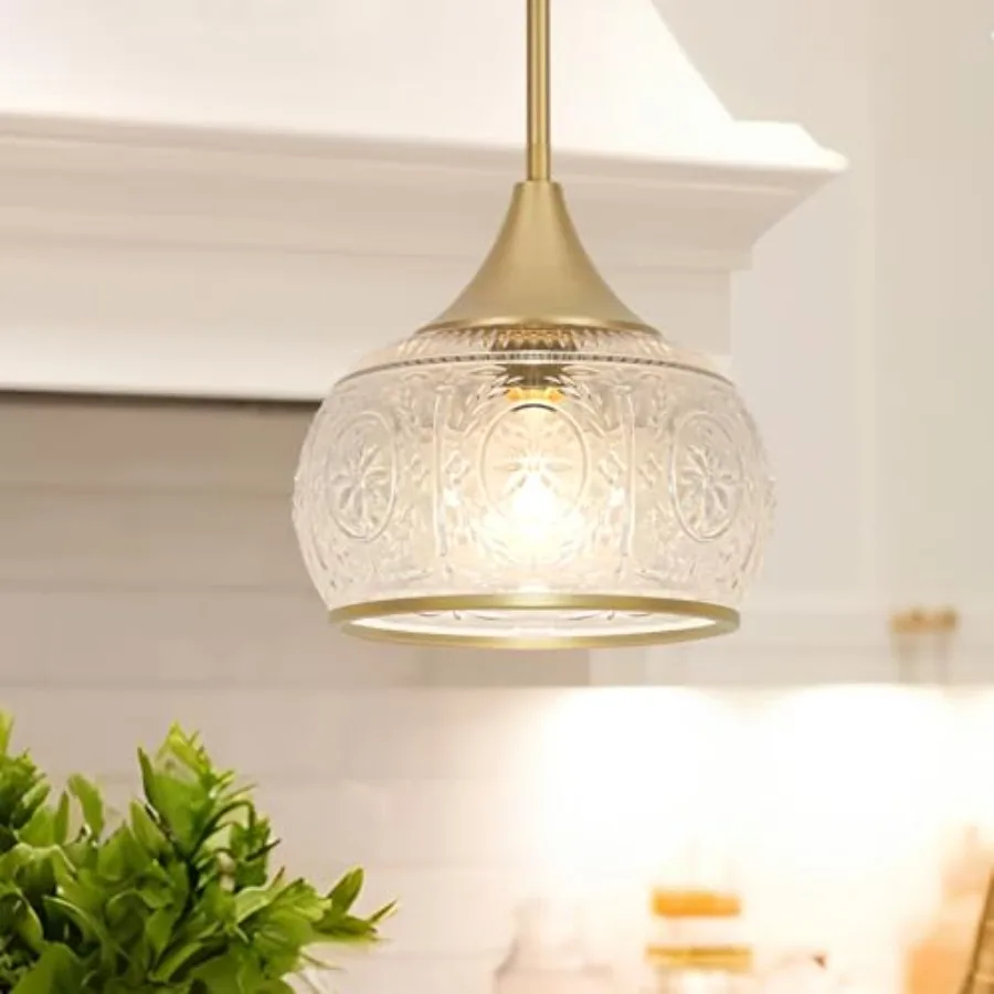 Gold Pendant Light - Modern Pendant Lights Kitchen Island with Handblown Glass Vintage Hanging Light for Kitchen with Adjustabl
Gold Pendant Light - Modern Pendant Lights Kitchen Island with Handblown Glass Vintage Hanging Light for Kitchen with Adjustabl