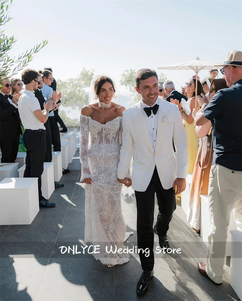 Newest Wedding Dress Mermaid Lace Sweetheart Open Back With Sleeves Off Shoulder Beads Customized Vestidos De Novias
Newest Wedding Dress Mermaid Lace Sweetheart Open Back With Sleeves Off Shoulder Beads Customized Vestidos De Novias