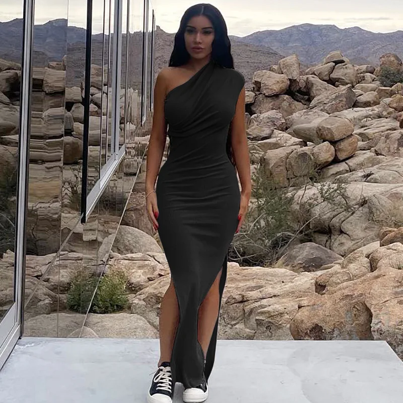 Sexy Black Long Dress Streetwear Fashion Soild Split Sleeveless Dresses Off Shoulder Club Slim Summer Women Elegant Party Dress
Sexy Black Long Dress Streetwear Fashion Soild Split Sleeveless Dresses Off Shoulder Club Slim Summer Women Elegant Party Dress