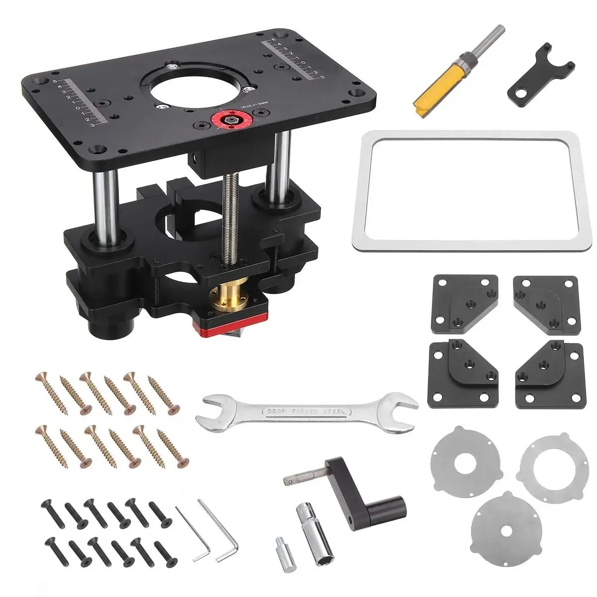 Woodworking Router Lift System and Aluminum Top Plate for 65mm 69mm Diameter Motors Workbench Trimmer Engraving Machine Tool
Woodworking Router Lift System and Aluminum Top Plate for 65mm 69mm Diameter Motors Workbench Trimmer Engraving Machine Tool