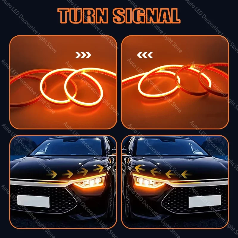 Yellow White Dynamic LED Daytime Running Light Strip For Car Universal Auto Headlight Strips Scan Car Hood Decorative Light 12V
Yellow White Dynamic LED Daytime Running Light Strip For Car Universal Auto Headlight Strips Scan Car Hood Decorative Light 12V